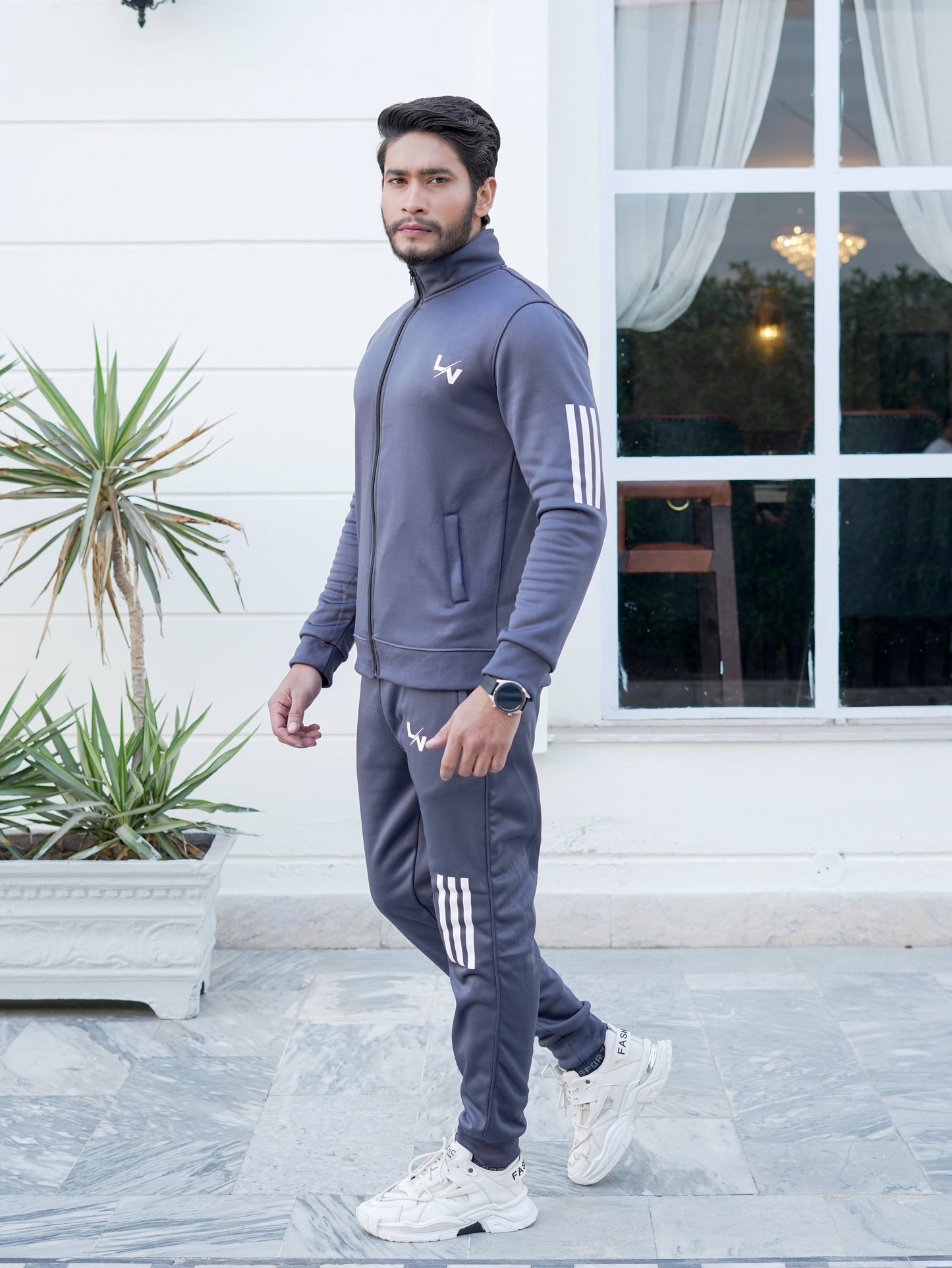 LV UNISEX TRENDY GRAY LINING TRACKSUIT LVT#03