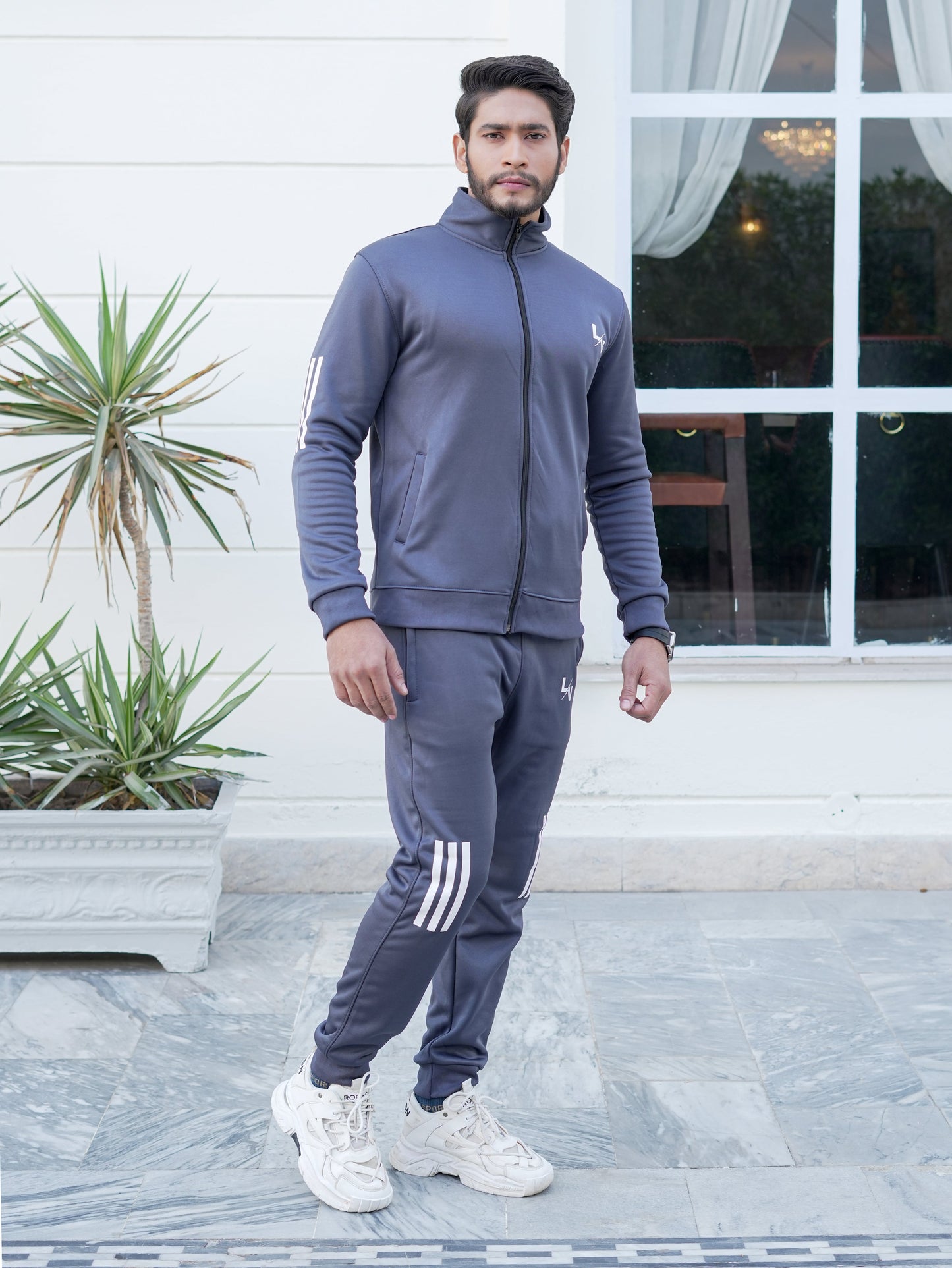 LV UNISEX TRENDY GRAY LINING TRACKSUIT LVT#03