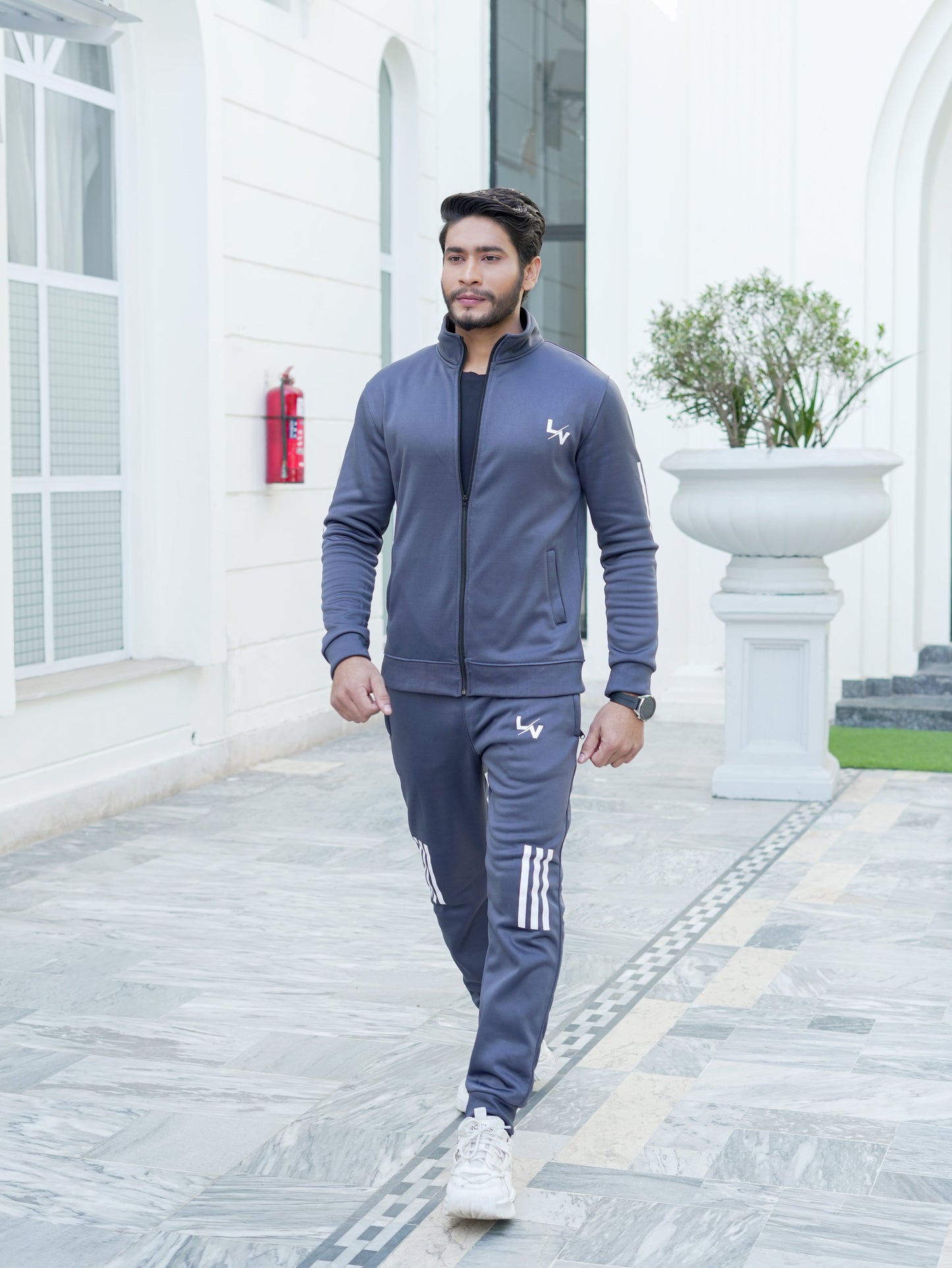 LV UNISEX TRENDY GRAY LINING TRACKSUIT LVT#03