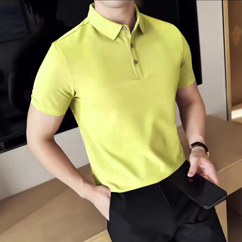MEN'S IMPORTED LEMON YELLOW SEAMLESS 4 WAY LYCRA SHIRT LLS-6