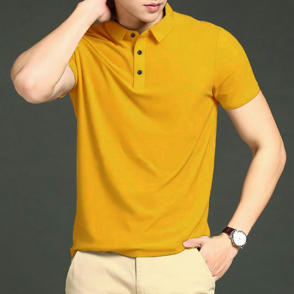 MEN'S IMPORTED YELLOW SEAMLESS 4 WAY LYCRA SHIRT