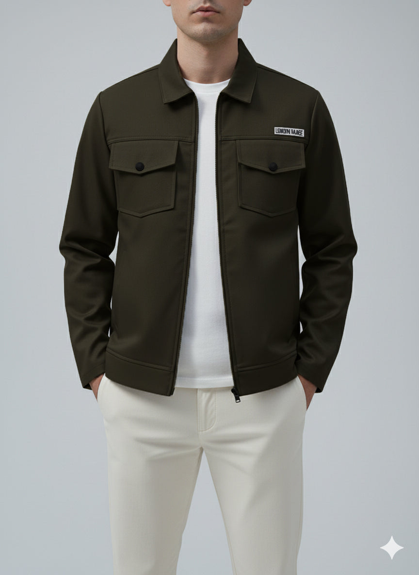 Premium Olive Green Full Sleeves Cotton Jeans Jacket