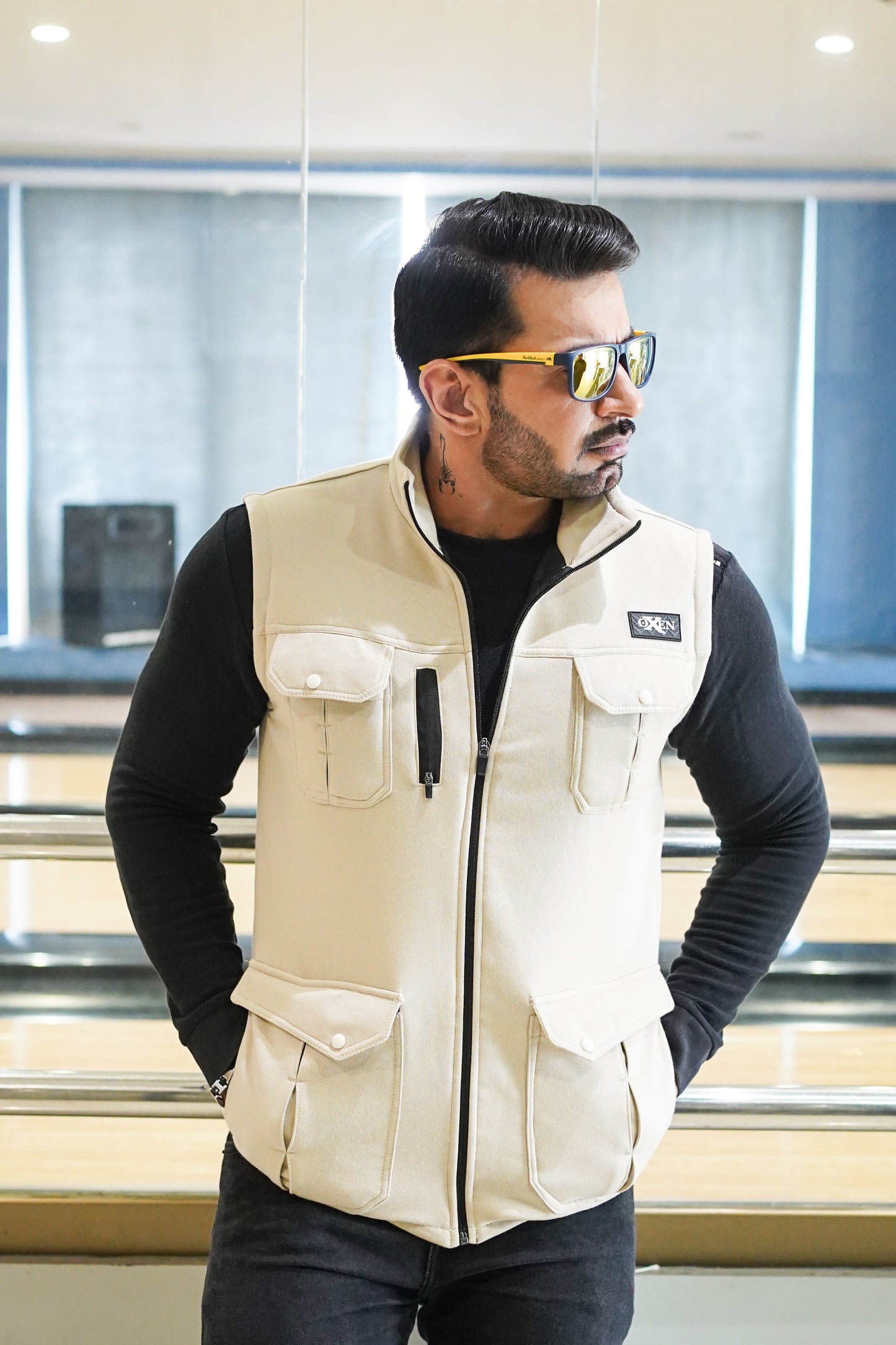 Premium Cotton Fleece Four Pocket sleeveless Jacket Light Skin JKT # 04