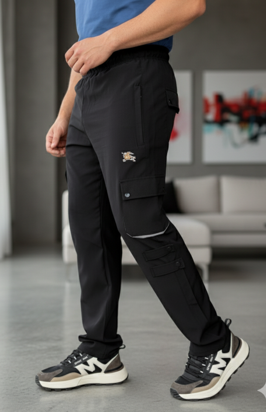 Imported Black  Micro Relaxed Fit 6 Pocket Cargo