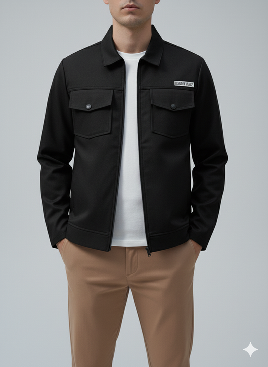 Premium Jet Black Full Sleeves Cotton Jeans Jacket